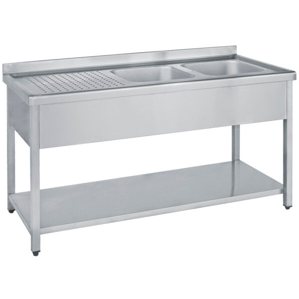 Chiuveta cu 2 cuve, polita si picurator, 1400x700mm