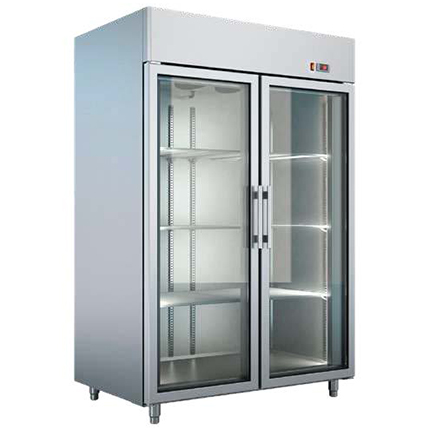 Dulap frigorific din inox cu usi din sticla, 1232 litri