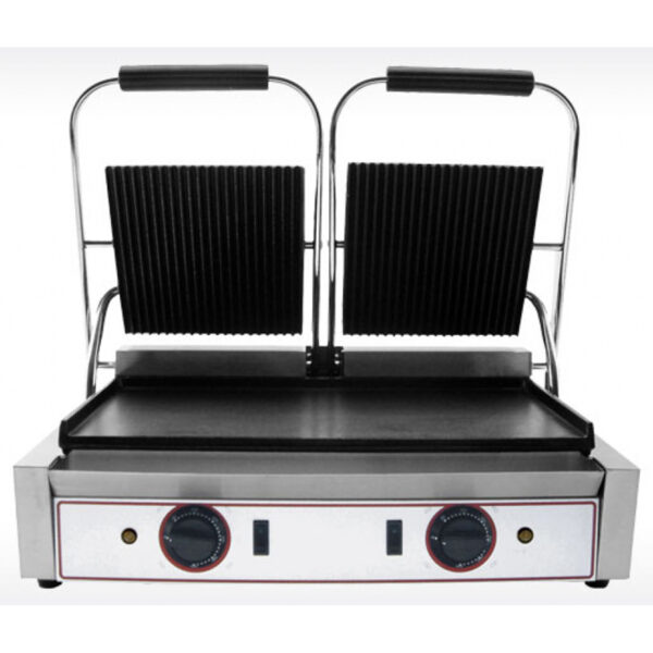 Toaster dublu cu mecanism prin apasare pe placi netede si striate 565x310mm