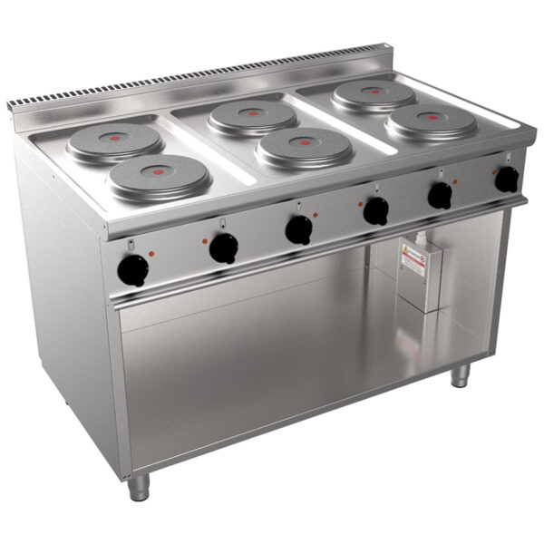 Masina de gatit electrica cu 6 plite si suport deschis, 1200x700mm