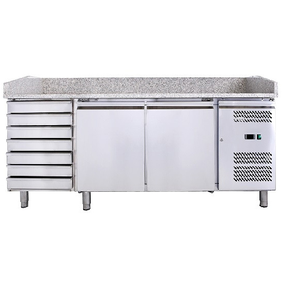Masa frigorifica pentru pizza cu 2 usi si 7 sertare, 2020x800mm