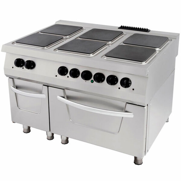 Masina de gatit electrica cu 6 plite patrate si cuptor electric, 1200x900x850mm